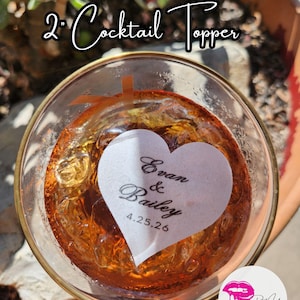 Décorations de cocktail de mariage personnalisées | Toppers pour boissons personnalisés avec prénom | Gaufrette élégante prédécoupée | Décoration de bar de mariage en vrac image 9