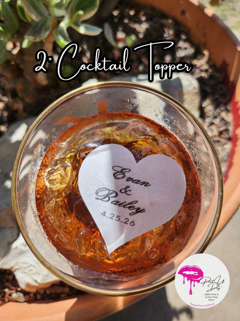 Décorations de cocktail de mariage personnalisées | Toppers pour boissons personnalisés avec prénom | Gaufrette élégante prédécoupée | Décoration de bar de mariage en vrac image 9