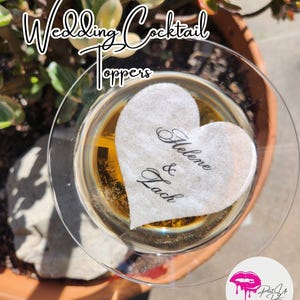 Décorations de cocktail de mariage personnalisées | Toppers pour boissons personnalisés avec prénom | Gaufrette élégante prédécoupée | Décoration de bar de mariage en vrac image 17