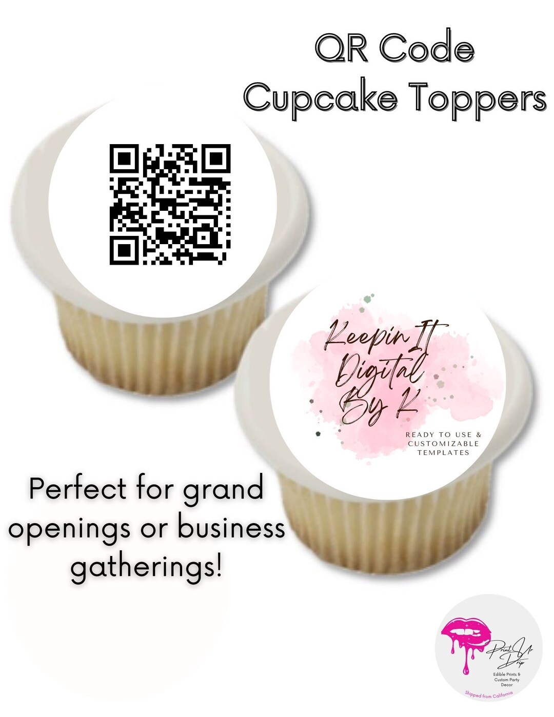 QR Code Cupcake Toppers for Your Business Parties Grand Opening Edible ...