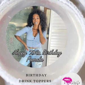 Happy Birthday Edible drink topper -Customize - Upload your photo - Wafer paper