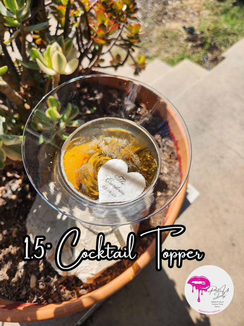 Décorations de cocktail de mariage personnalisées | Toppers pour boissons personnalisés avec prénom | Gaufrette élégante prédécoupée | Décoration de bar de mariage en vrac image 7