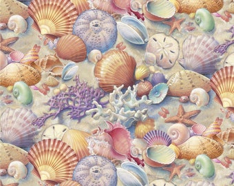 Beach Fabric Race to Safety in Multi From Elizabeth Studios 100% Cotton
