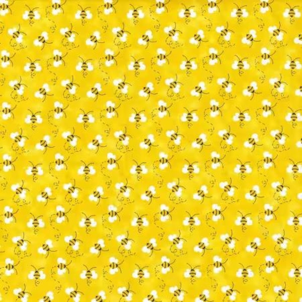 Insect Fabric Bees in Yellow From Fabric Traditions 100% Cotton
