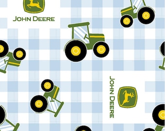 John Deere Fabric Plaid in Blue From Springs Creative 100% Cotton