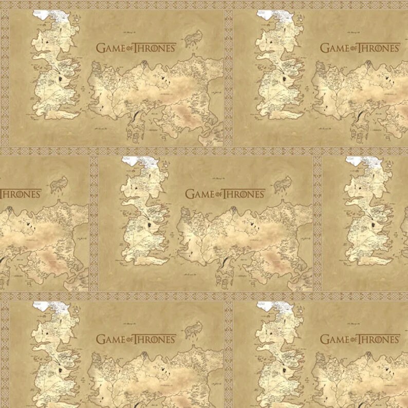 Game of Thrones Fabric Map of Westros in Tan From Springs - Etsy