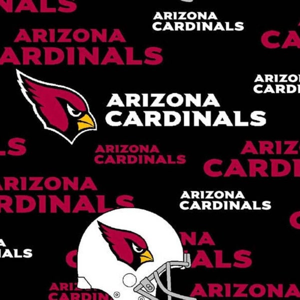 Arizona Cardinals NFL Football in Black 1/3 Yard PRE-CUT From Fabric Traditions 100% Cotton