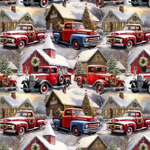 Christmas Fabric Christmas Trucks in Multi From David Textiles 100% Cotton