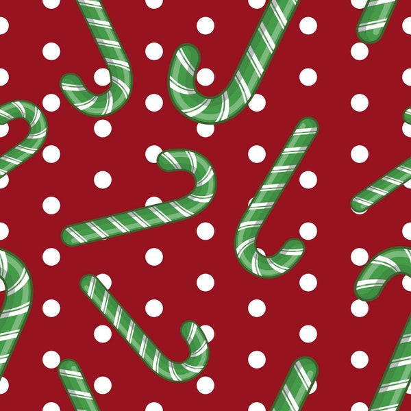 Christmas Fabric Candy Canes in Red 100% Cotton