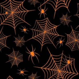 Halloween Fabric Spiderweb in Black 100% Cotton
