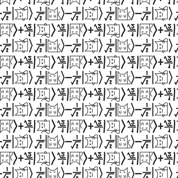 The Big Bang Theory Fabric Math Cat in White From Camelot 100% Cotton