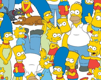 Simpsons Fabric Packed in Multi From Springs Creative 100% Cotton
