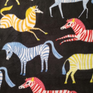 Zebra Fabric Anti-Pill PRECUT FLEECE in Black