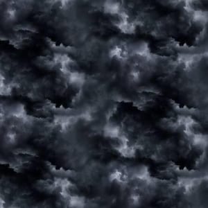 May include: A seamless pattern of dark, ominous storm clouds. The image features a dense arrangement of swirling, charcoal-colored clouds with hints of lighter gray, creating a dramatic and moody atmosphere. The overall effect is one of impending weather.