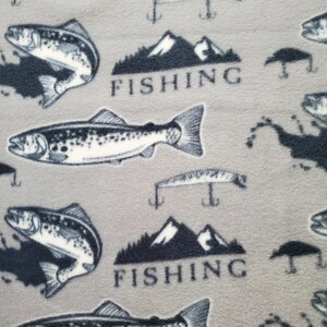 Fishing Fabric Anti-Pill PRE-CUT FLEECE in Gray