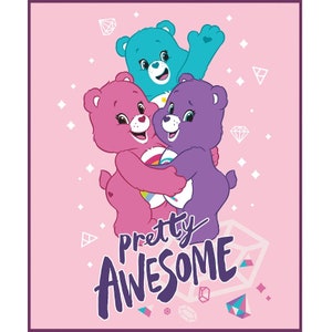 Care Bear Fabric Panel  Pretty Awesome in Pink From Camelot 100% Cotton