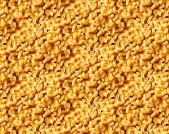 Food Fabric Macaroni and Cheese in Yellow From Timeless Treasures 100% Cotton