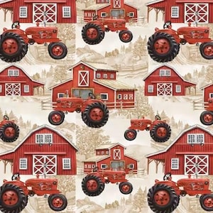 Farm Fabric Farm Tractors 100% Cotton Fabric from David Textiles