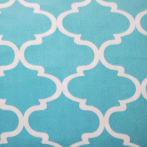Quatrefoil Fabric Anti-Pill FLEECE in Blue/White Sold by the Yard