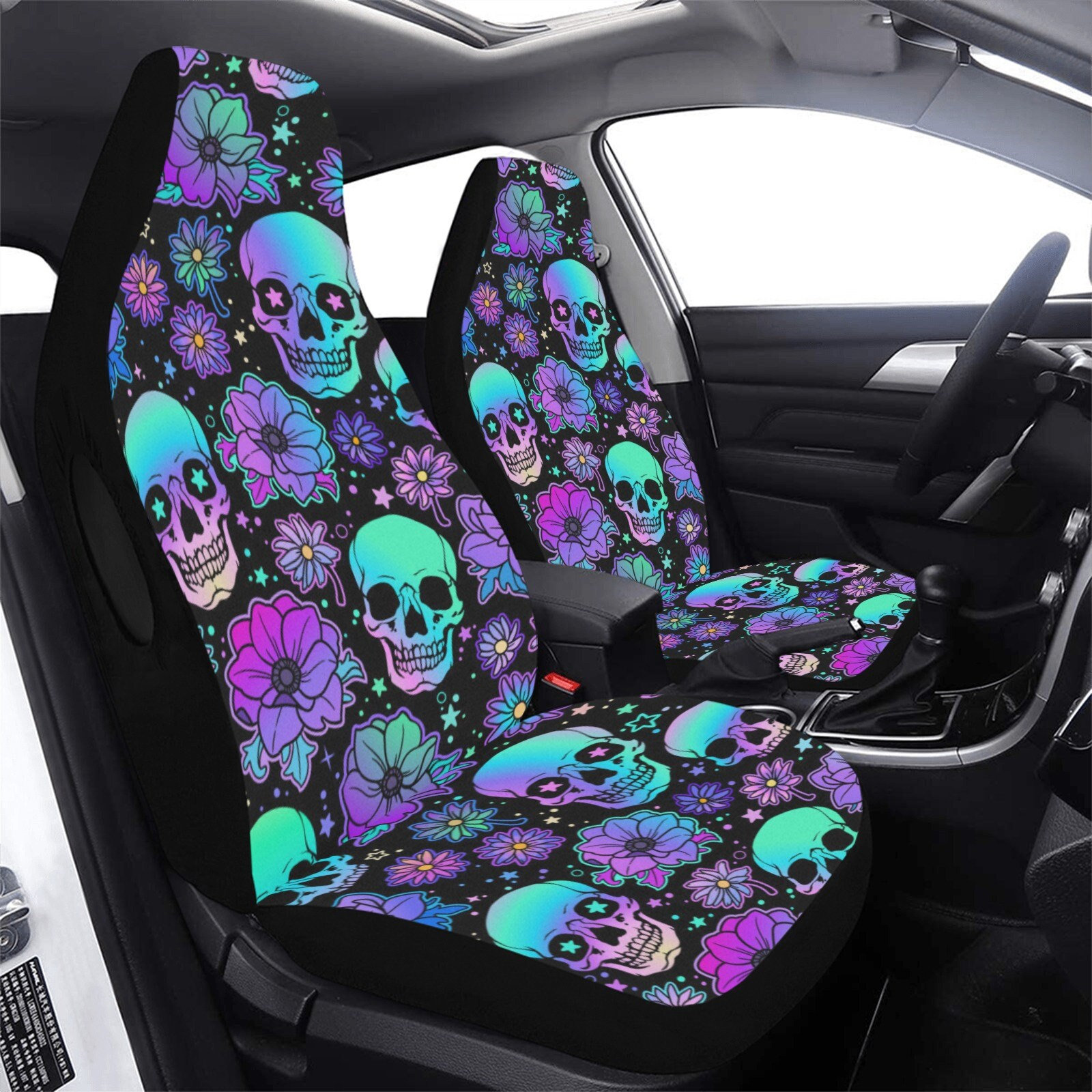 Sugar skull car seat sale covers full set