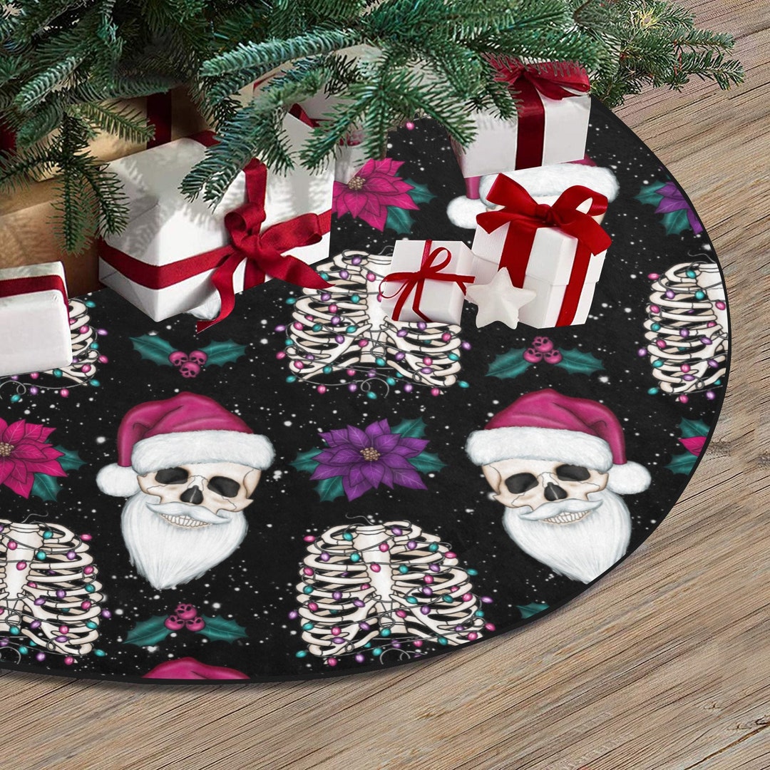 Cute SANTA SKELETON Christmas Tree Skirt Nightmare Before Etsy