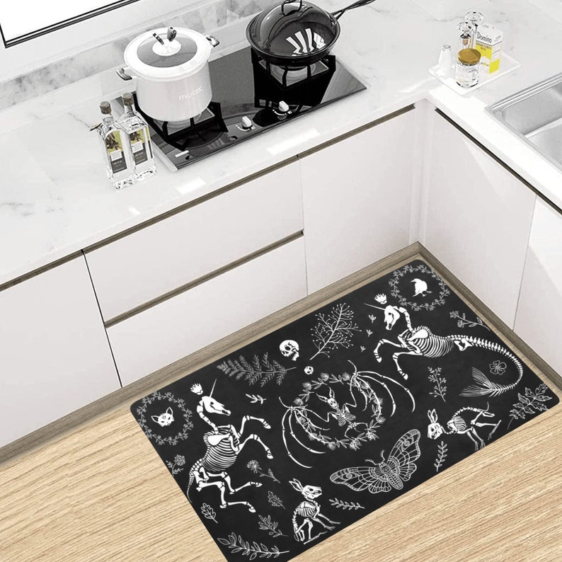 Goth Skeleton Skull Unique Kitchen Mat Gothic Home Decor Etsy