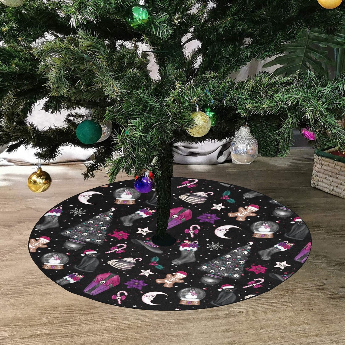 Cute Goth Christmas Tree Skirt Nightmare Before Xmas Etsy