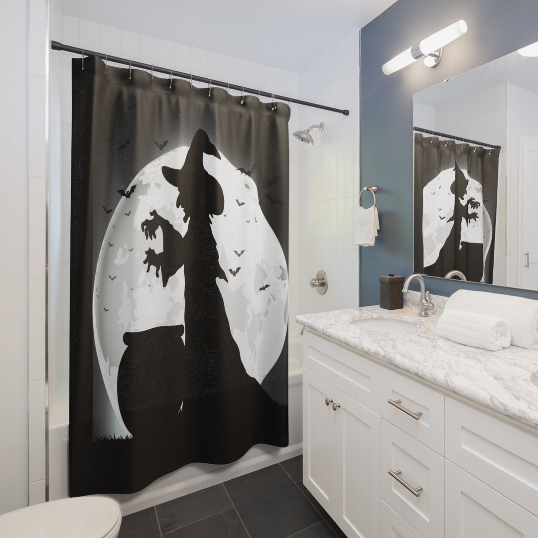 Goth Witch Brew Full Moon Shower Curtain Witchcraft Bathroom Etsy