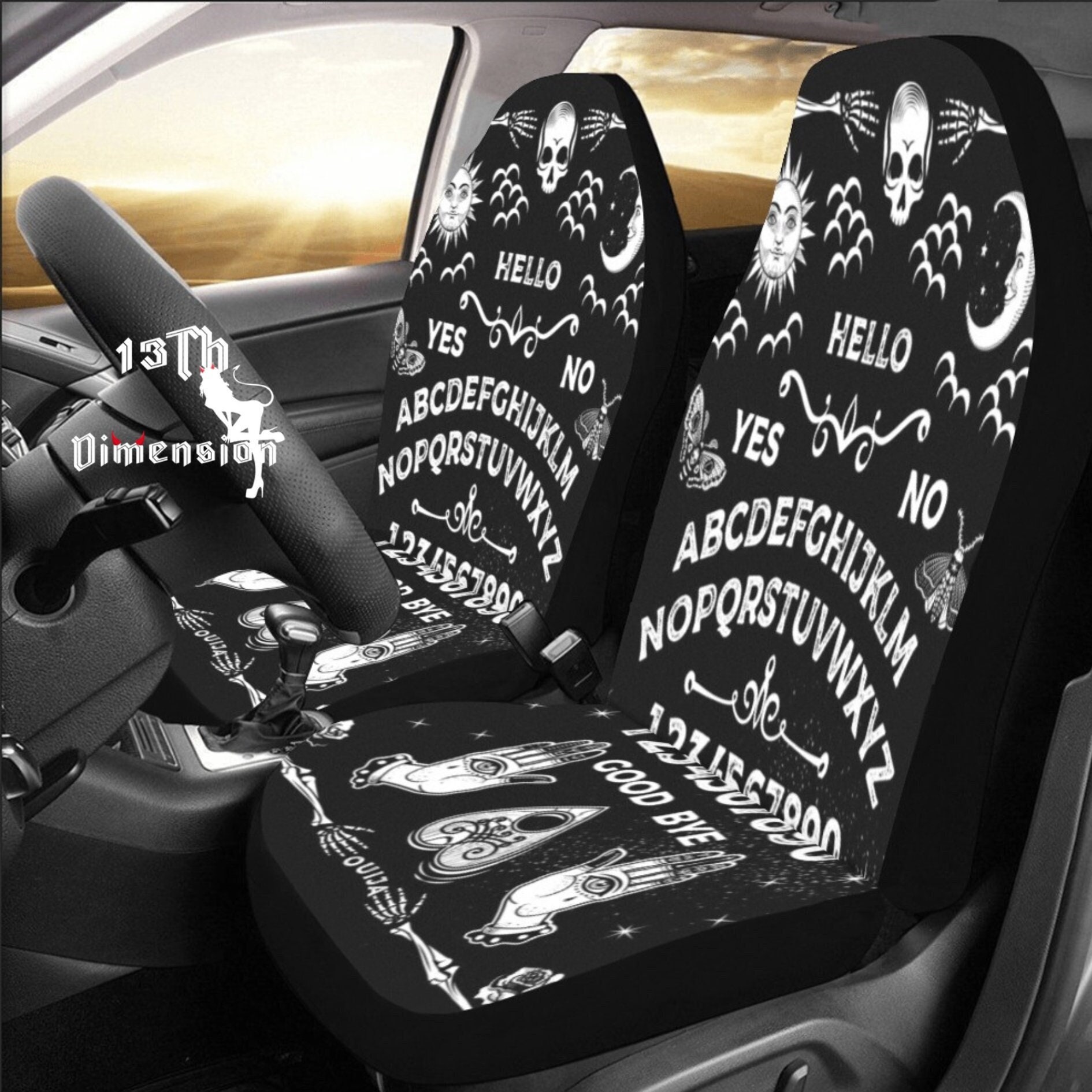 Halloween Spooky ghost Car Seat Cover Set, Kawaii Goth Car accessories