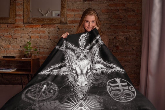 Skull Decor Satanic Decor Handmade Blanket Goth Accessories Goth