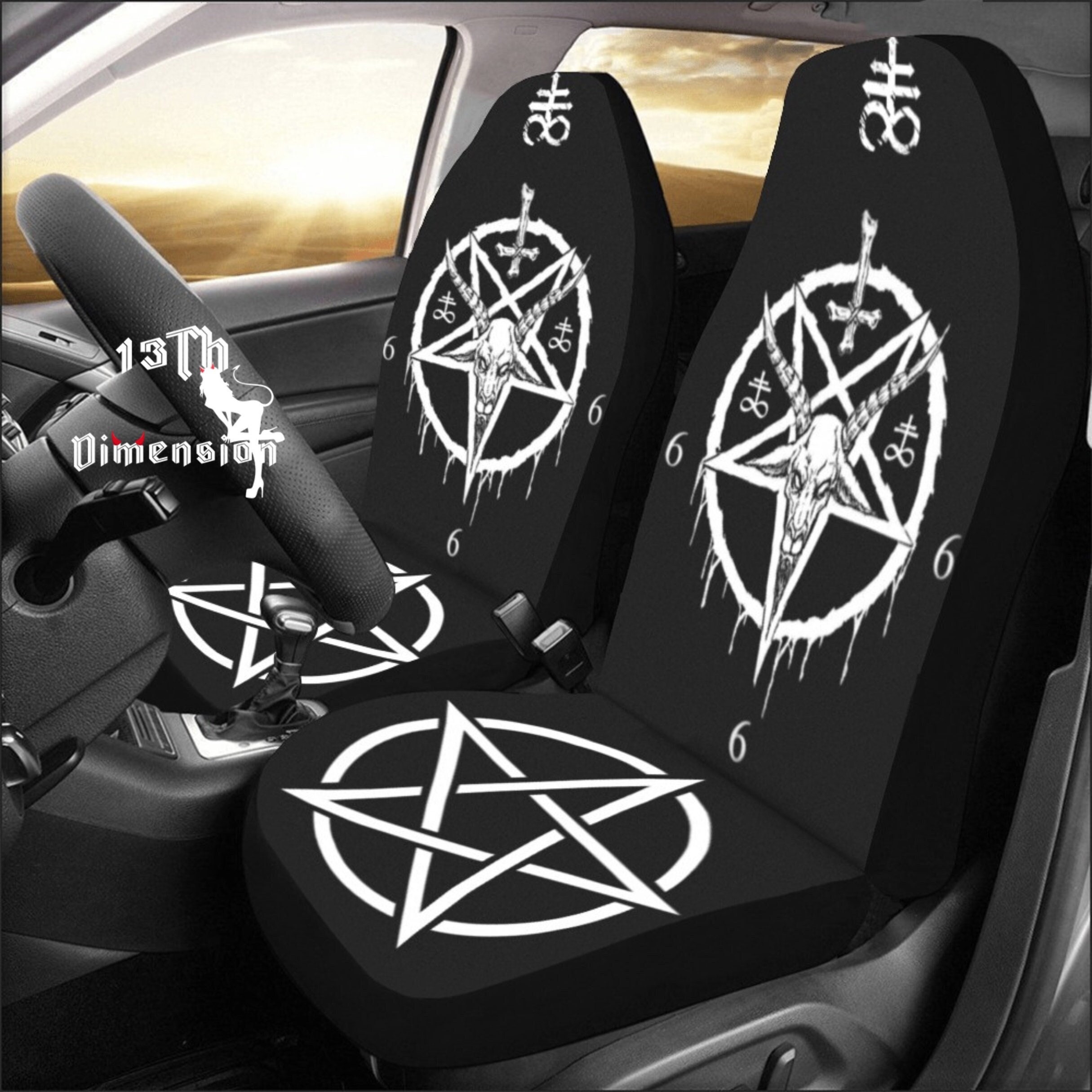 Car Pass Delay Lace Universal Car Seat Covers with Lace Steering Wheel Cover and Universal Fit Car Floor Mats, Fit for Most of C