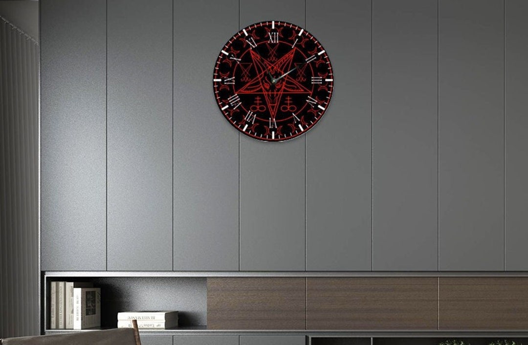 Goth Wall Clock Baphomet Gothic Home Decor Office Gift Etsy