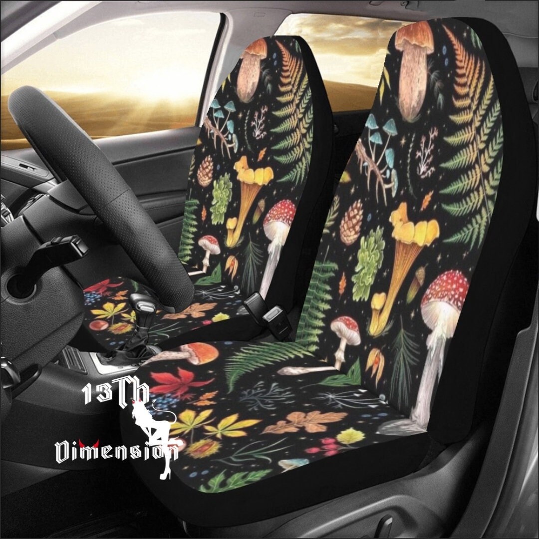 Cottagecore Celestial Forest Mushroom Car Seat Covers, Mystic Car Accessories, Dark Boho Car