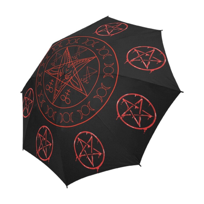 Gothic Satanic Umbrella Baphomet Pentagram Occult Umbrella Cosplay