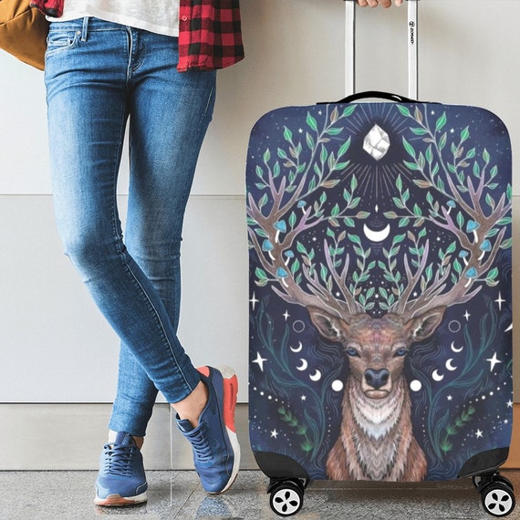 Cattegacore Dark Boho Celestial Deer Suitcase Cover, Traveling, Luggage  Bohemian, Traveler Gift, Mystic, Travel Bag, Unique Luggage Cover 