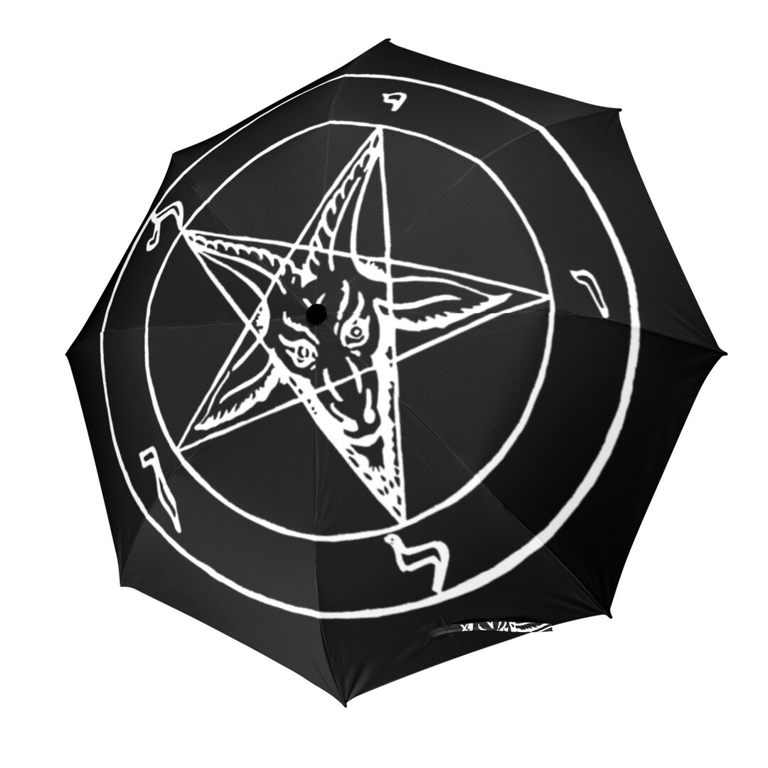 Gothic Satanic Umbrella Baphomet Pentagram Occult Umbrella Cosplay