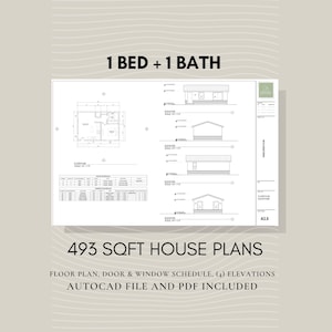 The Hazelcrest | 1 bed 1 bath (26&#39;-8&quot;x18&#39;-6&quot;) 493 SF Plans and AutoCAD File
