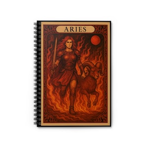 Aries Themed Spiral Notebook - Perfect for Astrology Lovers, Journaling, Note Taking, Gift Idea, Zodiac Decor
