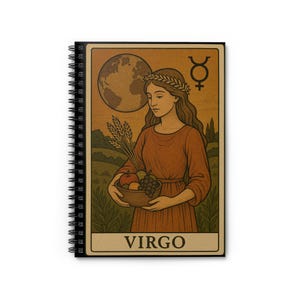 Virgo Themed Spiral Notebook - Perfect for Astrology Lovers, Journaling, Note Taking, Gift Idea, Zodiac Decor