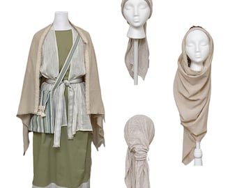 Handcrafted Girls Large Biblical Costume – Green & Natural