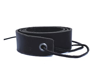 Handcrafted Dark Brown Rustic Leather Belt, Adjustable Leather Lace Tie-up – Costume Accessory