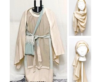 Handcrafted Girls Small Biblical Costume – Green & Natural