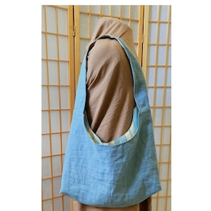 Handcrafted Biblical Costume Sling Shoulder Bag- Teal Blue Linen great for Christmas/Easter Drama/Passion Play