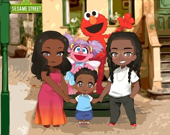 Aangepaste Anime-portretten - Anime-stijltekening - Chibi-familieportret - Cadeau - Anime van foto - Gepersonaliseerd cadeau - Leuke illustratie