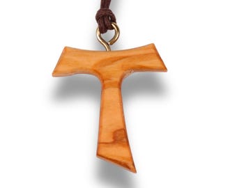 Tau Vita Olive Wood Cross Necklace – Handcrafted in Nazareth