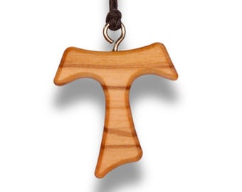 Tav Olive Wood Cross Necklace – Handcrafted in Nazareth