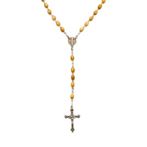 Rozenkrans Jeruzalem kruis olijfhouten ketting handgemaakt in Nazareth