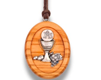 Corpus Christi Olive Wood Pendant Necklace – Handcrafted in the Holy Land