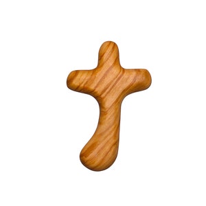 NazarethFairTrade プレミアム手作りオリーブウッドカーブクロス、ナザレ産、慰めの祈り、ポケットに収納、キリスト教の木製ギフト、宗教的