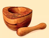 Handmade olive wood mortar handcrafted in Nazareth